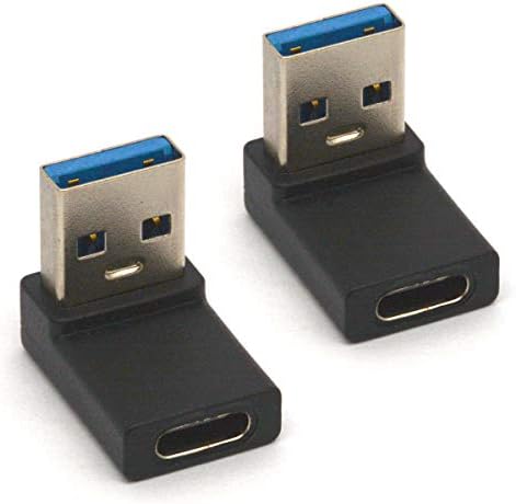 Piihusw up аголен USB C до USB машки адаптер, 90 степени тип Ц женски до USB 3.0 Машки конектор за адаптер за адаптер USB-C конвертор за