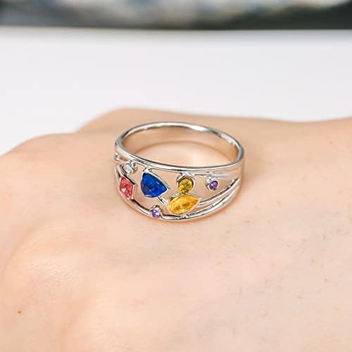 2023 Ново следете ги вашите прстени прстени прстени за жени за роденденски подарок за нејзиниот сребрен шарен геометриски шуплив