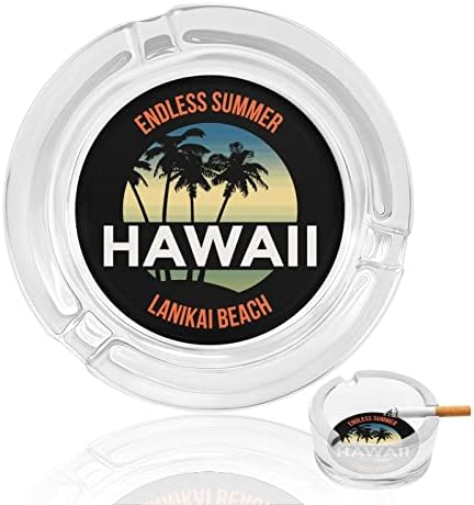 Лето Хаваи тркалезно стакло од стакло од пепелници за цигари случај симпатична сад за пушење пепел