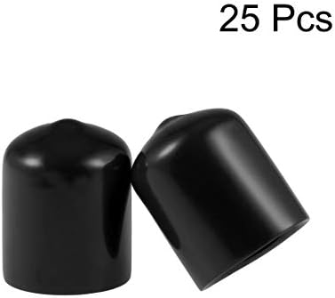 uxcell 25pcs гумени капаци на крајно крајно винил тркалезно крајно капаче за капаци на завртки за завртки за заштитетери црно