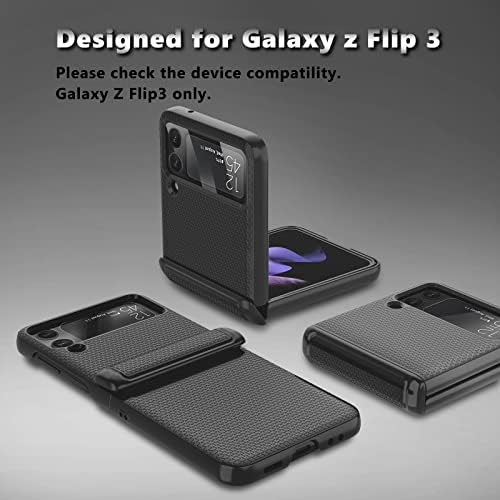 Vihibii За Galaxy Z Flip 3 5g Случај Со заштита од шарки, Тенок Фит Лесен Вграден Заштитник На Екранот На Камерата Анти-Лизгачки Триаголник