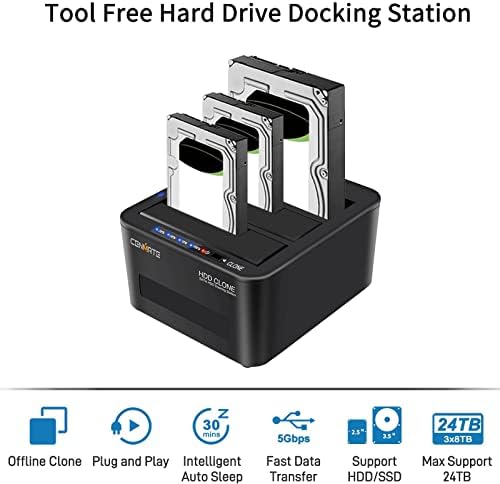 Хард Диск Докинг Станица, cenmate 3 BAY USB 3.0 ДО SATA Хард Диск Докинг Станица Со Офлајн Клон И Авто Спиење Функција за 2.5/3.5
