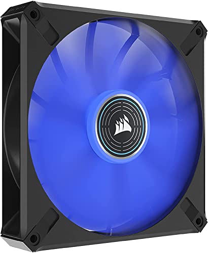 Corsair ML140 LED елита, 140мм магнетна левитација сина LED вентилатор со AirGuide, единечен пакет, црна