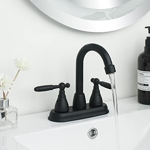 Solvex 2 рачка тапа за бања мат црна, 4 инчи центрисет мијалник за мијалник за бања 3 дупки тапа за бања, тапа за бањи со бања