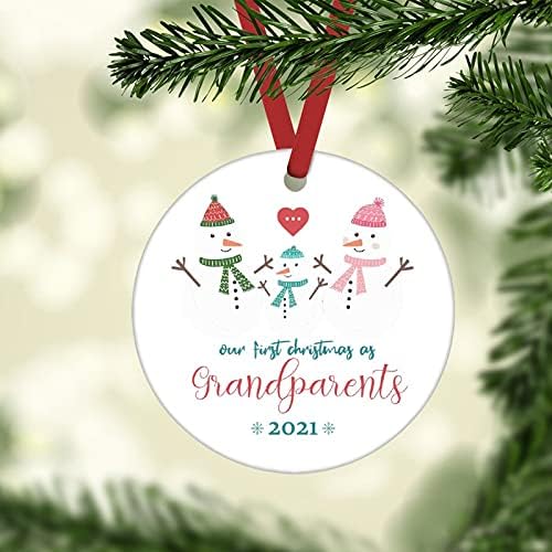 Нашиот прв Божиќ како баби и дедовци 2020 Божиќни ораменти Симпатична снежна Божиќна украс обичај персонализирана елка виси украси