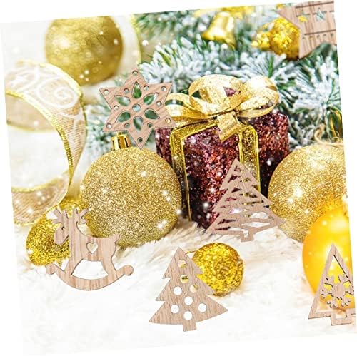 Sewacc 54pcs Божиќни чипови од дрво за народеност за деца занаети за деца Рожви украси за деца дрвени висечки украси Божиќни сликички