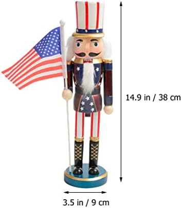 Luozzy American Outcracker дрвена оревчеста со декор на таблети со знаме