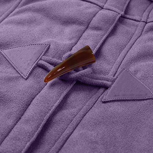 Употреба на цврста боја на качулка за жени топло руно преголема лабава лабава зимска рог копче надолу класична јакна за надворешна облека