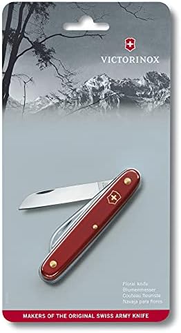 Victorinox 3.9050.B1 Цветен нож директно сечило црвено 55мм Универзален нож за цвеќарници и градинари во VX Red 3,7 инчи, стандардна големина