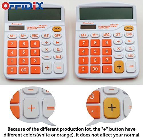 Калкулатор за канцелариски биро Офидикс, електронски калкулатор со двојна моќност соларна и батерија Преносен 12 -цифрен голем ЛЦД