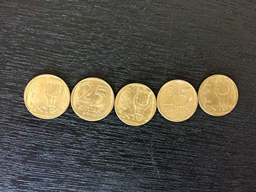 Многу 5 Израелски Монети, 25 Стариот Агорот 1960, Израел Ретки Колекционерски Еврејски Пари