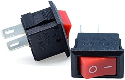 Прекинувач за копче за притискање од 10 парчиња 10x15mm SPST 2PIN KCD11 Snap -In Int/Off Rocker Switch 3A 250V прекинувач за напојување црно црвено