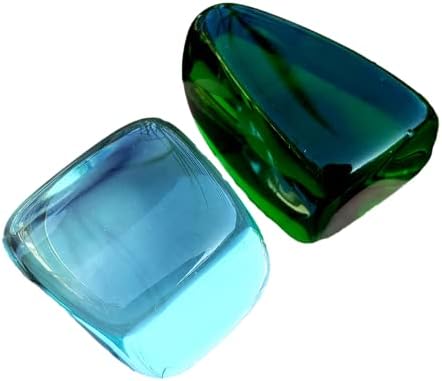 Gaia Stone Green Obsidian & Aqua Blue Obsidian tumbled & полиран природен кристален лекување камења - 2 парчиња сет 3