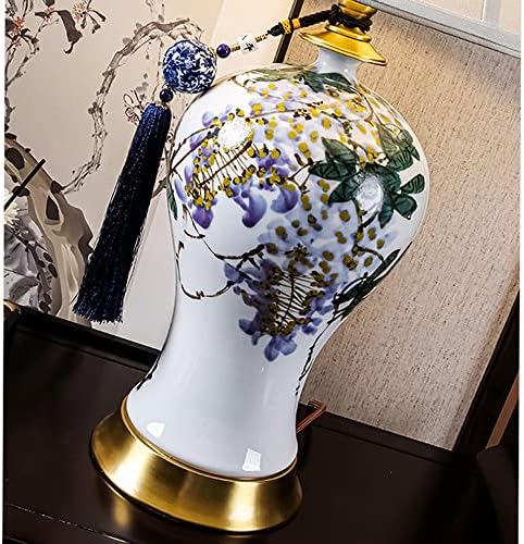 Тамјуза Кинески 27,5 керамичка биро за гроздобер ламба со цвеќиња со цвеќиња за база за читање за дневна соба за дневна соба канцеларија