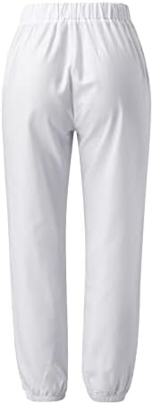 Постелни панталони за жени летни каки затегнати високи капри за џемпери y2k еластична половината на глуждот, широки панталони