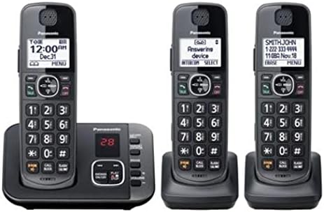 Panasonic KX -TG3833M Dect 6.0 дигитална технологија за разговор за повик за повик - 3 слушалки црна