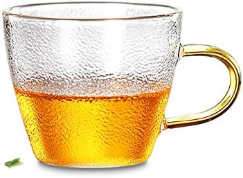 Xjhoma решетката текстура стакло жолта рачка цвет чај сад w/не'рѓосувачки челик филтер и 6 парчиња чаши w/рачка [чиста чајник, обележана