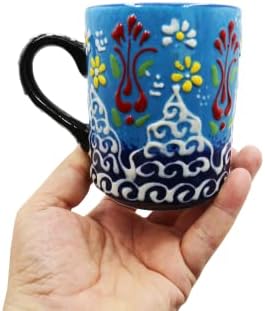 Heracraft рачно насликана турска керамичко кафе - 10 см/3,9 Inc -250ml/9 мл - Еспресо од чоколадо од кафе - Симпатична рачно изработена керамичка