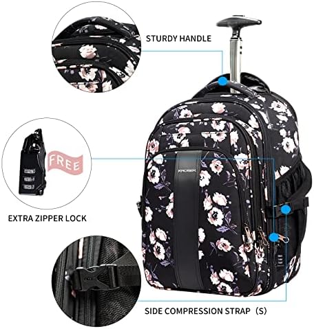 Кросер лаптоп тркалачки ранец 17 инчен премиум компјутерски ранец за жени со џебови од РФИД Проверете Пријателски Повторно водоотпорна