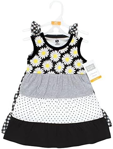 Памучни фустани за бебиња Хадсон бебе, црна маргаритка, 4 дете