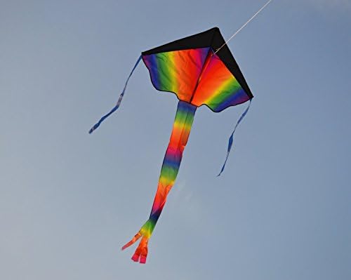 Weifang New Sky Kites Delta Kite 42 x 26 инчи со 62 инчи, лесен флаер со опашка од виножито, вклучува жица и рачка