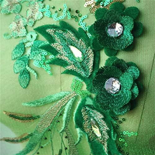 TBGFPO зелени секвенци 3Д цвеќиња Тасели чипка за чипка ринстон мрежа шива на закрпи Везење за свадбени апликации DIY