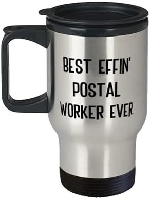Симпатична чаша за патувања по поштенски работник, Најдобар работник за пошта на Ефин, за соработници, присутни од пријатели,