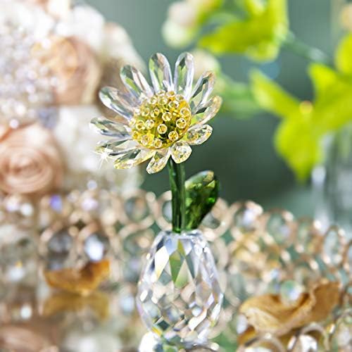 H&D Hyaline & Dora Crystal Daisy Flower Figurine Ornament Paperweight laperweate Цвет за домашна канцеларија за табели Декор, сувенири подароци