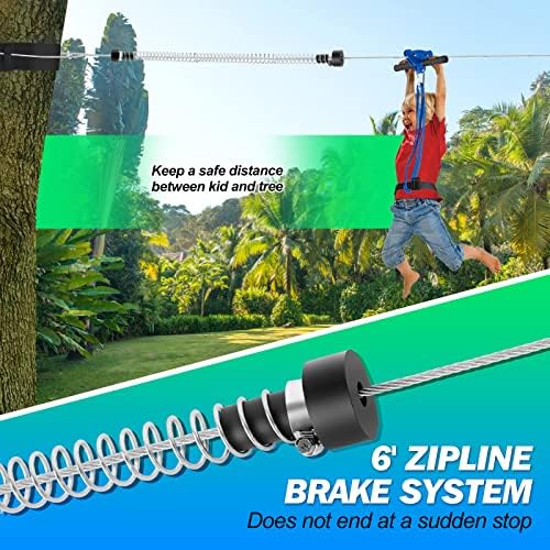 Комплети за Zipline Zipline за задниот двор, 100 -тина поштенски линии за деца со надграден искачувачки јаже и седиште, пролетна