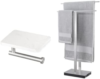 Држач за бања и тоалетна хартија за пешкири KES со мермерна полица, SUS304 не'рѓосувачки челик четкан финиш, BTH221-2+BPH223-2