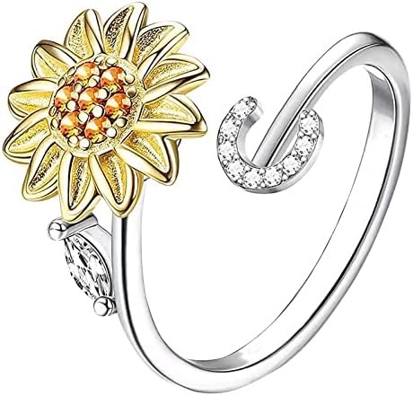 Прстени за ангажман за жени 26 букви сончоглед ротирачки венчален прстен за жени модни додатоци за накит за прстен за вознемиреност