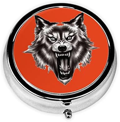 Werewolf HD Round Pill Box, мини преносна кутија за пилули, погодна за дома, канцеларија и патување