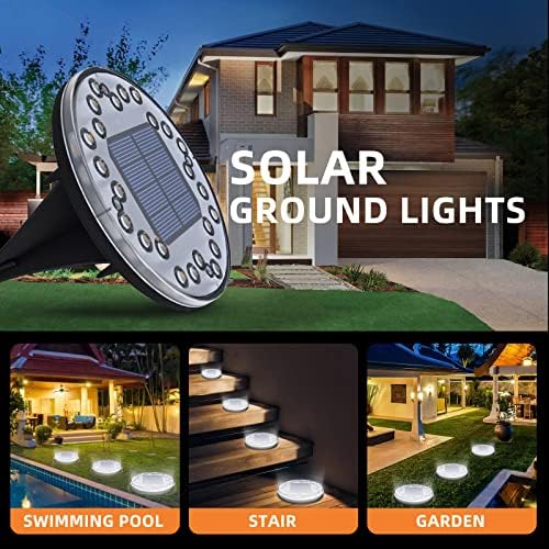8 пакувања светла соларни копнени светла, 24 LED соларни градинарски светла на отворено водоотпорни светла во областа на дискови, пејзаж