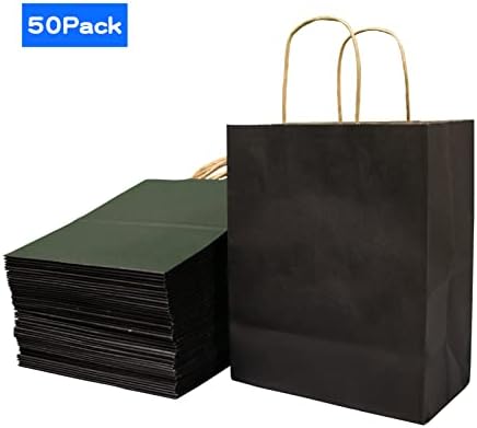 Торби за подароци за хартија за лилјаци 8x4.75x10 50pcs забава за забава, торбички за хартија, медиуми, торби за купување, торби за малопродажба, торби за стоки, рециклиран?
