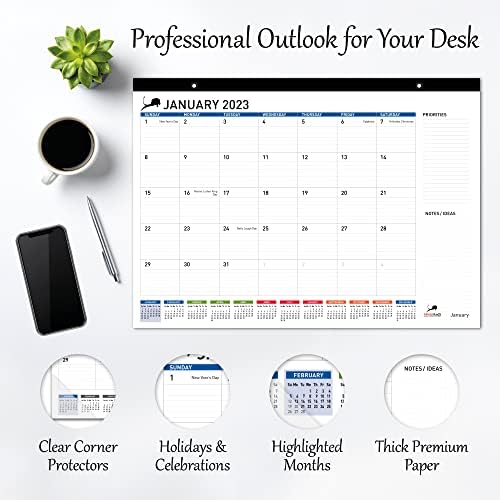 Календар за биро 2023 година - Голем календар на десктоп и висина календар за дома, училиште и канцеларија - 17 x 12 месечен календарски