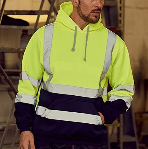 Wenkomg1 Унисекс лесна висока видливост џемпер со долги ракави рефлектирачки безбедносен аспиратор облека Здраво на палто со палто