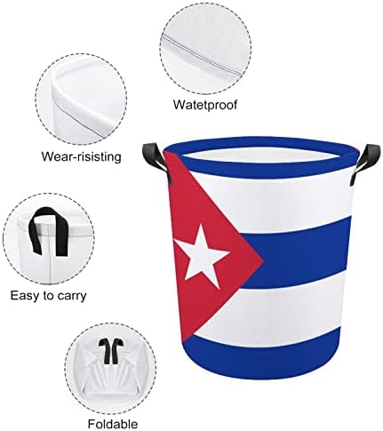 Знаме На Куба Кошница За Перење Склоплива Висока Облека Попречува Со Рачки Торба За Складирање