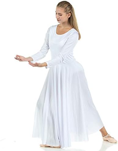 Danzcue женски пофалби лабаво вклопени со целосна должина, танцов фустан, бел, СА, м -р, ла пакет