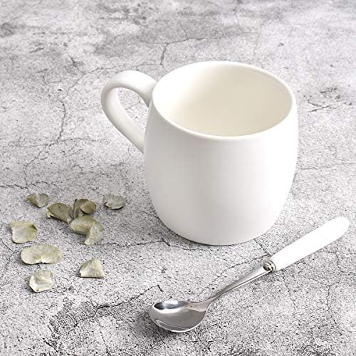 Керамичко кафе од Босмарлин со лажица, чаша од бел чај за канцеларија и дома, машина за миење садови и микробранови, 14 мл, 1 пакет)