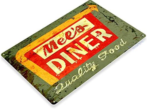 Tinworld Tбаен знак MELS Diner Retro Rustic Diner Restaurant Metal Sifc Cottage Contage B935