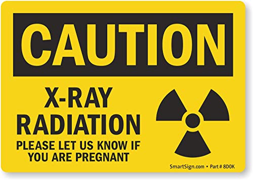 SmartSign-S-8154-PL-10 Внимание-зрачење на Х-зраци, ве молиме известете ни дали сте бремени знак | 7 x 10 пластична црна боја на жолта боја