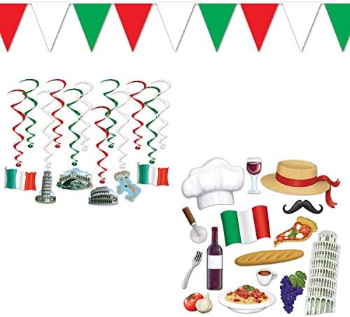 Италија Италијански Партиски Украси 28 Парче Пакет Фото Забава Реквизити Висат Виори Знаменце Банер