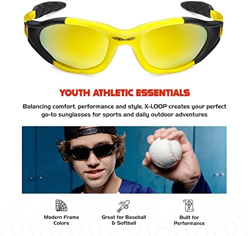 Х ЈАМКА Младински Спортови Поларизирани Очила За Сонце За Момчиња Деца Тинејџери Возраст 8-16 Бејзбол Завиткајте ОКОЛУ УВ400 Чаши