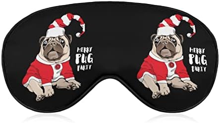 Маска за спиење на Santa Pug Make Soft Blindfold Portable Eye Mask со прилагодлива лента за жени жени