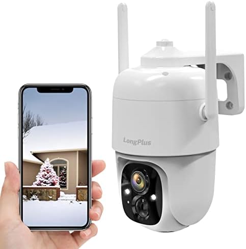 Безжична безбедносна камера Longplus безжична, тава навалување 360 ° WiFi безжични фотоапарати за домашна безбедност, надзорна камера со откривање