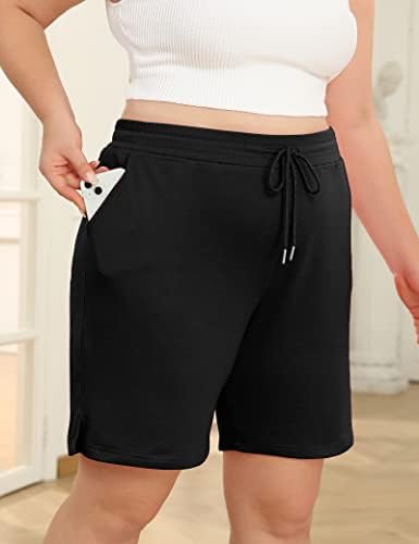 Foreyond плус шорцеви со големина за жени јога салон вежбање спортски шорцеви пот со џебови