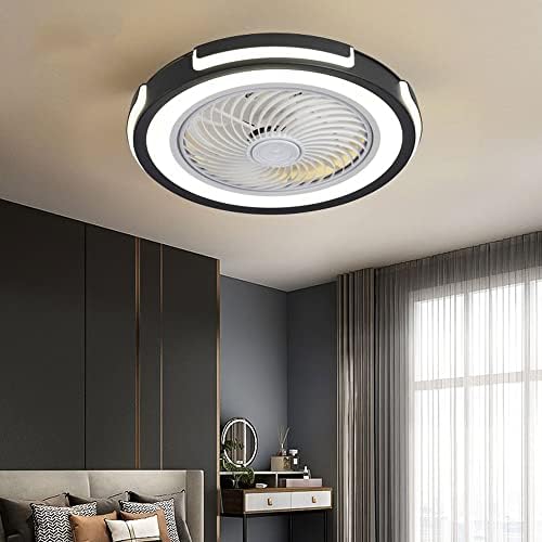 Пакфан Бело/црно затворен вентилатор за тавани со светла, модерна тркалезна планелка за монтирање на затворен тавански вентилатори со
