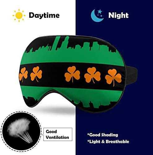 Ирско знаме на Чикаго Скај, смешно спиење маска за очи, мека заслепена капа за очи со прилагодлива лента ноќна очила за мажи за мажи