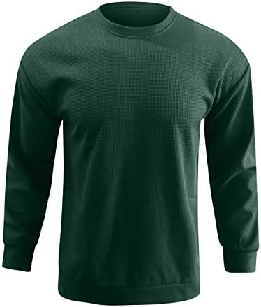 Џемпер од ymosrh машки машка џемпер цврст моден круг врат со долг ракав плетен врвен џемпер за мажи