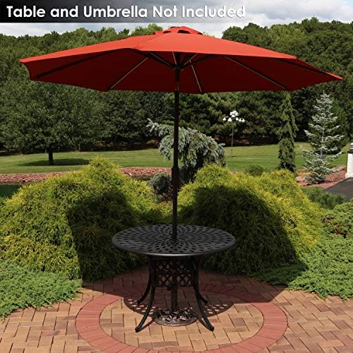 Sunnydaze Outdoor Patio Patio Base Stand - База на чадор од леано железо - Декоративен дизајн на цвет од роза - бронза - дијаметар
